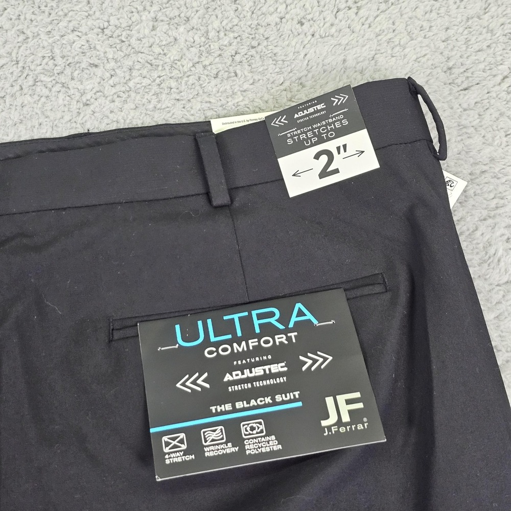 JF J.Ferrar Suit Pants Mens 52x30 Black Ultra Comfort Stretch Big & Tall Dress - Picture 10 of 11